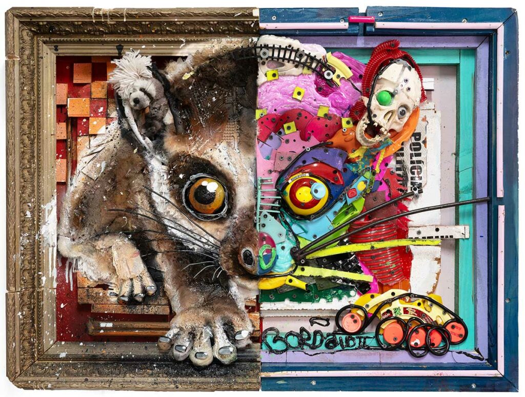 photo de l'oeuvre Half Baby Lemur de l'artiste Bordalo II, présentée à la galerie Mathgoth (Paris)