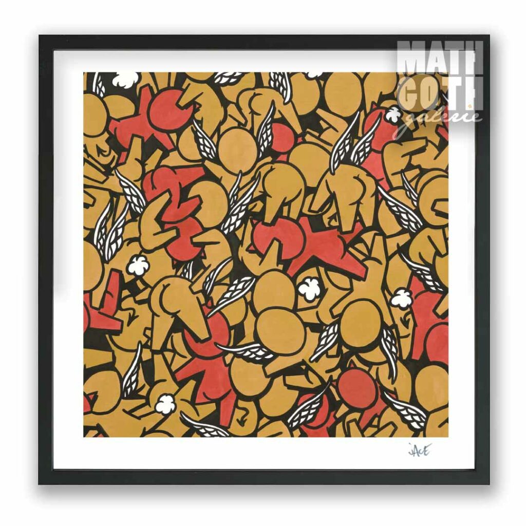 print de l'artiste Jace édité par la galerie Mathgoth (Paris), mi-anges mi-démons