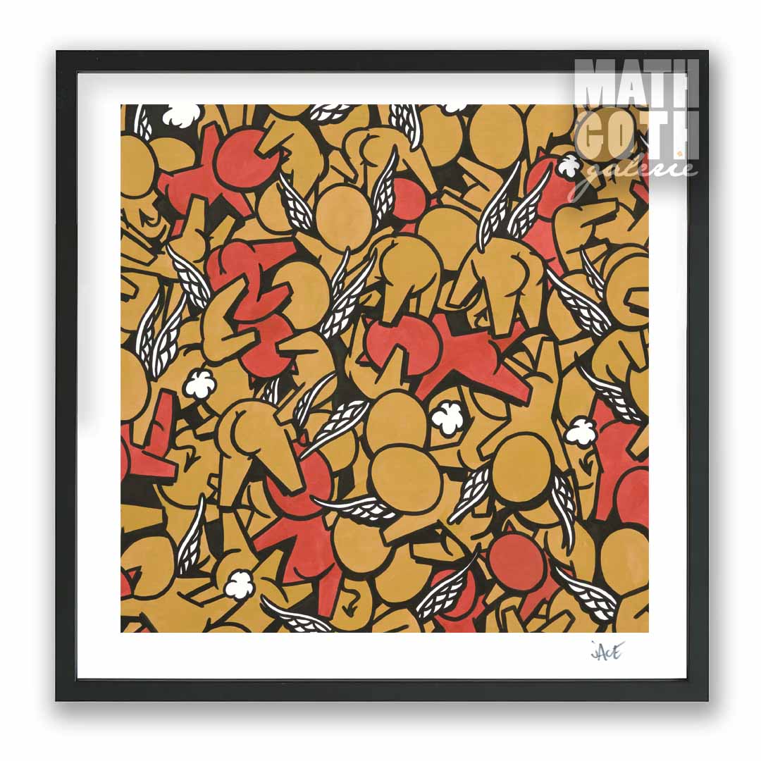 print de l'artiste Jace édité par la galerie Mathgoth (Paris), mi-anges mi-démons